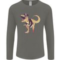 Pirate T-Rex Funny Dinosaur Mens Long Sleeve T-Shirt Charcoal