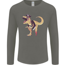 Pirate T-Rex Funny Dinosaur Mens Long Sleeve T-Shirt Charcoal