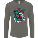 Pirate T-Rex Funny Dinosaur Mens Long Sleeve T-Shirt Charcoal