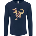 Pirate T-Rex Funny Dinosaur Mens Long Sleeve T-Shirt Navy Blue