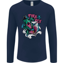 Pirate T-Rex Funny Dinosaur Mens Long Sleeve T-Shirt Navy Blue