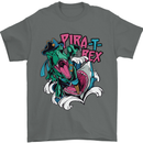 Pirate T-Rex Funny Dinosaur Mens T-Shirt 100% Cotton Charcoal