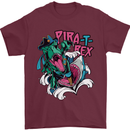 Pirate T-Rex Funny Dinosaur Mens T-Shirt 100% Cotton Maroon