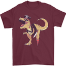 Pirate T-Rex Funny Dinosaur Mens T-Shirt 100% Cotton Maroon
