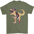 Pirate T-Rex Funny Dinosaur Mens T-Shirt 100% Cotton Military Green