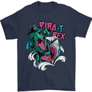 Pirate T-Rex Funny Dinosaur Mens T-Shirt 100% Cotton Navy Blue