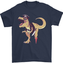 Pirate T-Rex Funny Dinosaur Mens T-Shirt 100% Cotton Navy Blue