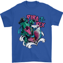 Pirate T-Rex Funny Dinosaur Mens T-Shirt 100% Cotton Royal Blue
