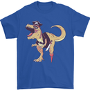Pirate T-Rex Funny Dinosaur Mens T-Shirt 100% Cotton Royal Blue