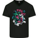 Pirate T-Rex Funny Dinosaur Mens V-Neck Cotton T-Shirt Black