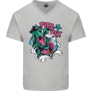 Pirate T-Rex Funny Dinosaur Mens V-Neck Cotton T-Shirt Sports Grey
