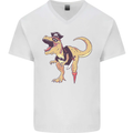 Pirate T-Rex Funny Dinosaur Mens V-Neck Cotton T-Shirt White