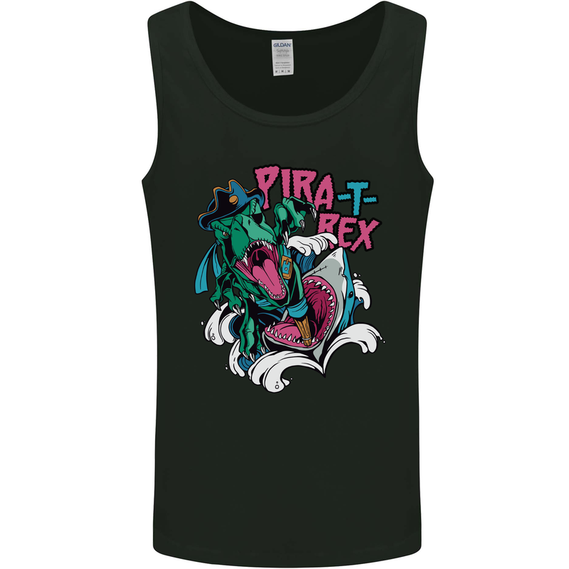 Pirate T-Rex Funny Dinosaur Mens Vest Tank Top Black