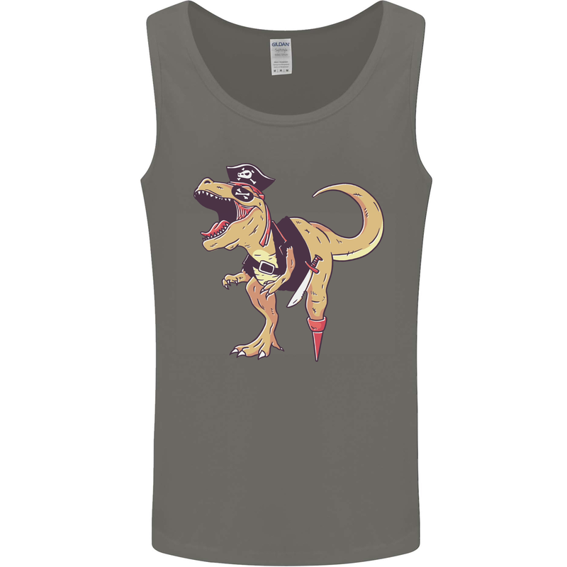 Pirate T-Rex Funny Dinosaur Mens Vest Tank Top Charcoal