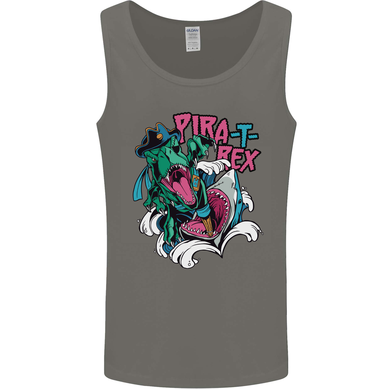 Pirate T-Rex Funny Dinosaur Mens Vest Tank Top Charcoal