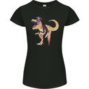 Pirate T-Rex Funny Dinosaur Womens Petite Cut T-Shirt Black