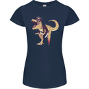 Pirate T-Rex Funny Dinosaur Womens Petite Cut T-Shirt Navy Blue