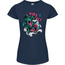 Pirate T-Rex Funny Dinosaur Womens Petite Cut T-Shirt Navy Blue