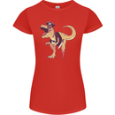 Pirate T-Rex Funny Dinosaur Womens Petite Cut T-Shirt Red