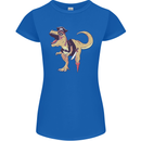 Pirate T-Rex Funny Dinosaur Womens Petite Cut T-Shirt Royal Blue