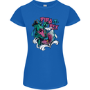 Pirate T-Rex Funny Dinosaur Womens Petite Cut T-Shirt Royal Blue