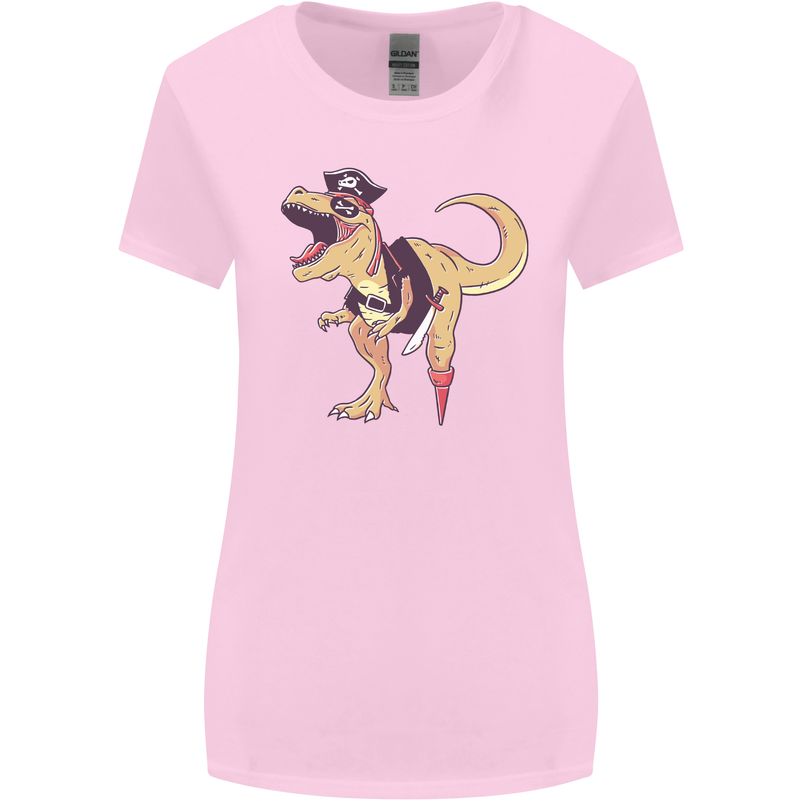 Pirate T-Rex Funny Dinosaur Womens Wider Cut T-Shirt Light Pink