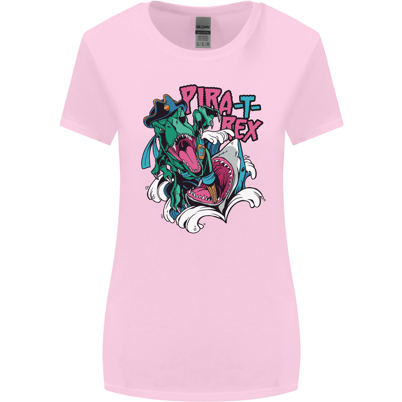 Pirate T-Rex Funny Dinosaur Womens Wider Cut T-Shirt Light Pink
