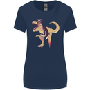 Pirate T-Rex Funny Dinosaur Womens Wider Cut T-Shirt Navy Blue