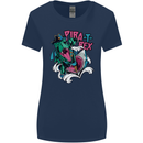 Pirate T-Rex Funny Dinosaur Womens Wider Cut T-Shirt Navy Blue