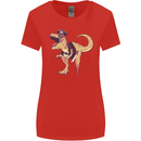 Pirate T-Rex Funny Dinosaur Womens Wider Cut T-Shirt Red