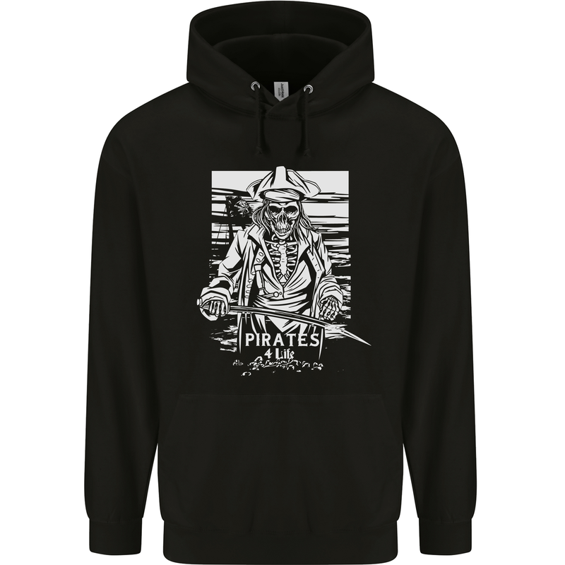 Pirates For Life Sailor Sailing Childrens Kids Hoodie Black