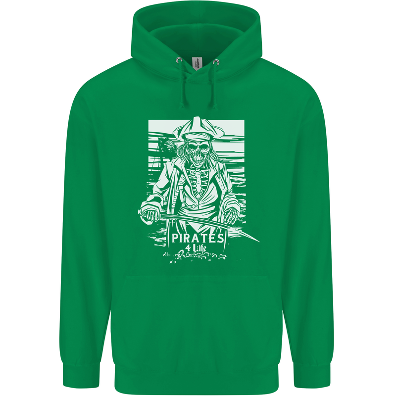 Pirates For Life Sailor Sailing Childrens Kids Hoodie Irish Green