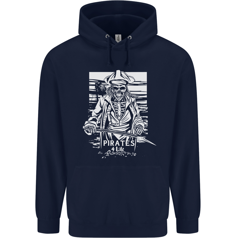 Pirates For Life Sailor Sailing Childrens Kids Hoodie Navy Blue