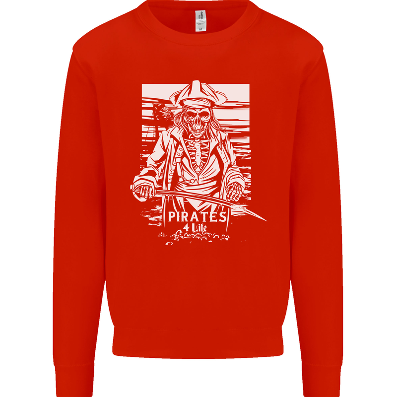 Pirates For Life Sailor Sailing Kids Sweatshirt Jumper Bright Red