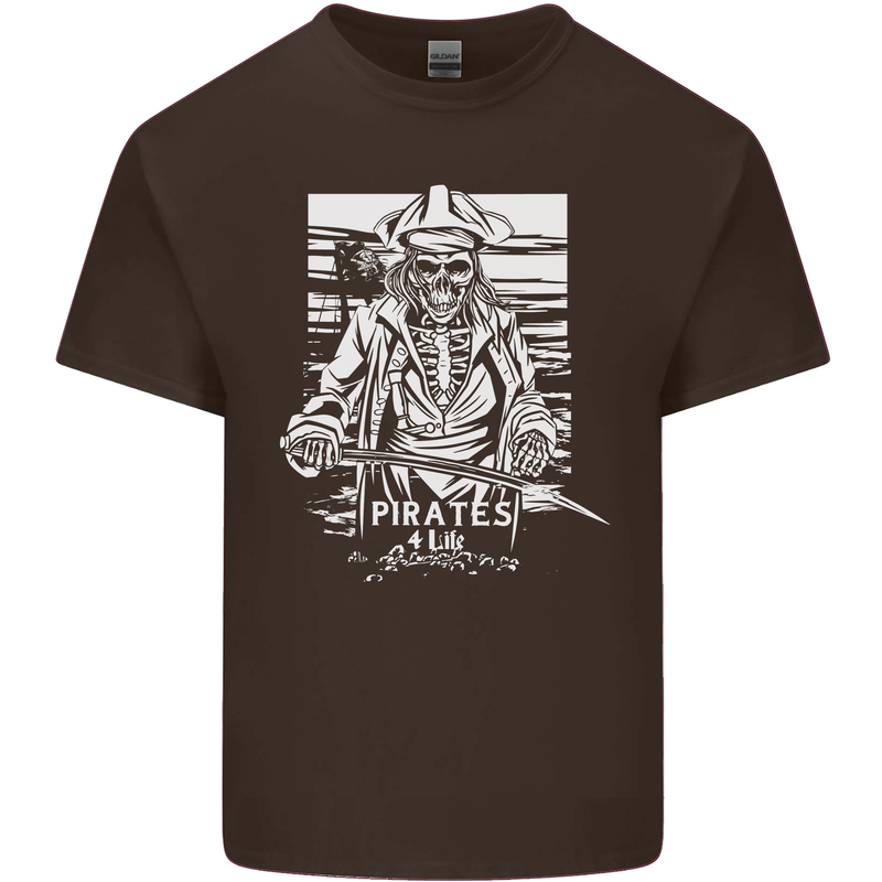 Pirates For Life Sailor Sailing Mens Cotton T-Shirt Tee Top Dark Chocolate
