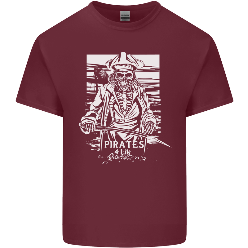 Pirates For Life Sailor Sailing Mens Cotton T-Shirt Tee Top Maroon