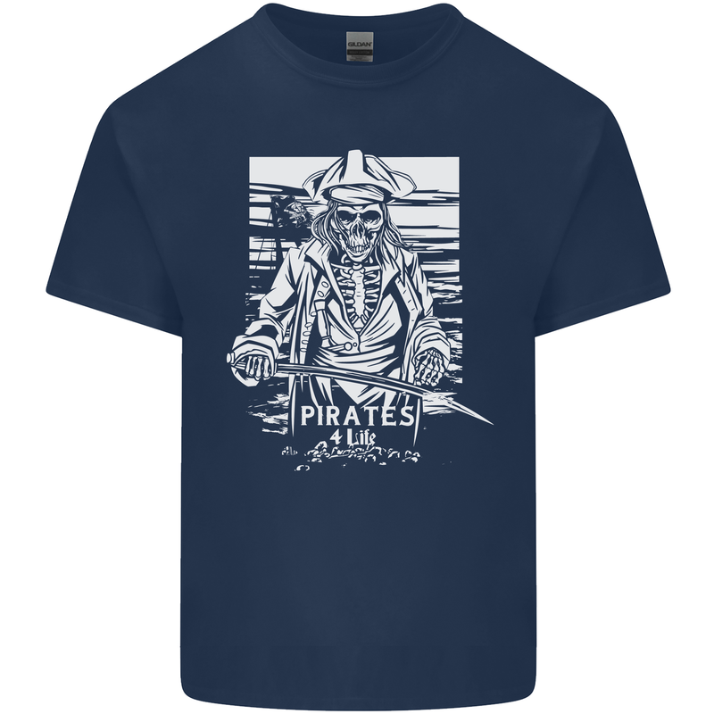 Pirates For Life Sailor Sailing Mens Cotton T-Shirt Tee Top Navy Blue