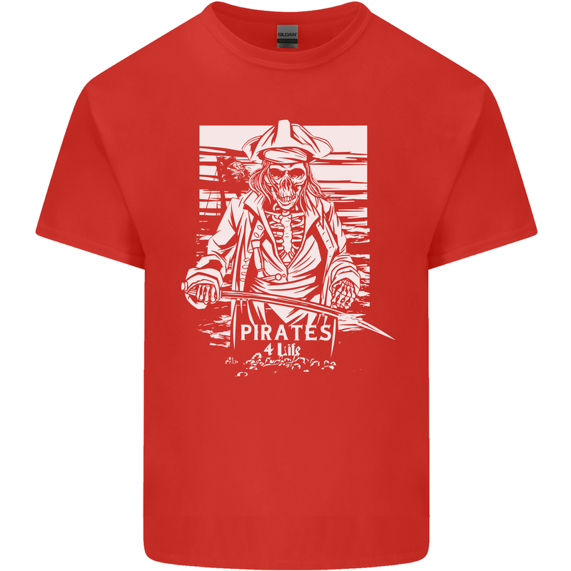 Pirates For Life Sailor Sailing Mens Cotton T-Shirt Tee Top Red