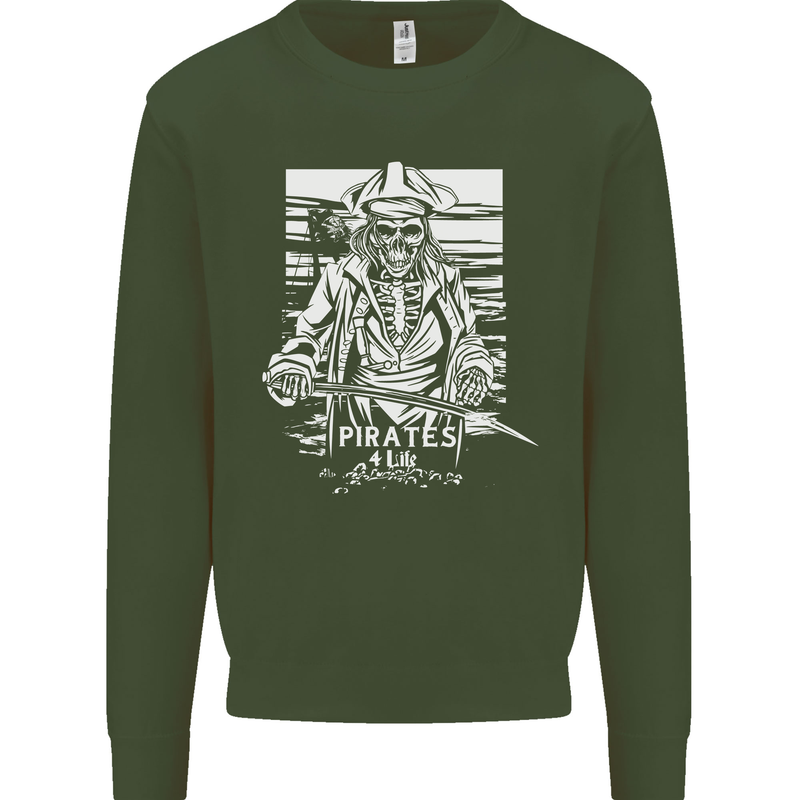 Pirates For Life Sailor Sailing Mens Sweatshirt Jumper Forest Green