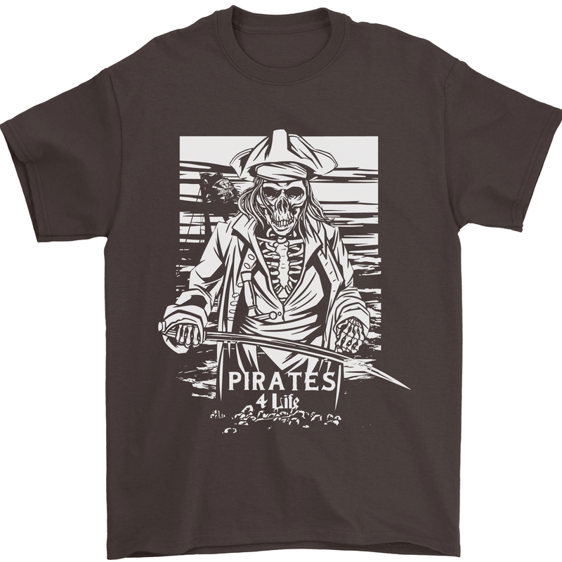 Pirates For Life Sailor Sailing Mens T-Shirt 100% Cotton Dark Chocolate