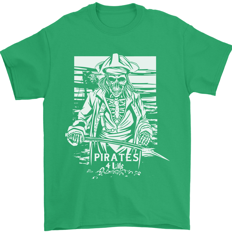 Pirates For Life Sailor Sailing Mens T-Shirt 100% Cotton Irish Green