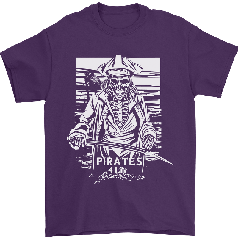 Pirates For Life Sailor Sailing Mens T-Shirt 100% Cotton Purple