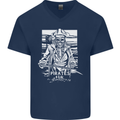 Pirates For Life Sailor Sailing Mens V-Neck Cotton T-Shirt Navy Blue