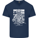 Pirates For Life Sailor Sailing Mens V-Neck Cotton T-Shirt Navy Blue