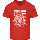 Pirates For Life Sailor Sailing Mens V-Neck Cotton T-Shirt Red