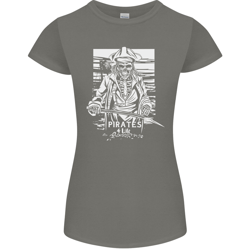 Pirates For Life Sailor Sailing Womens Petite Cut T-Shirt Charcoal