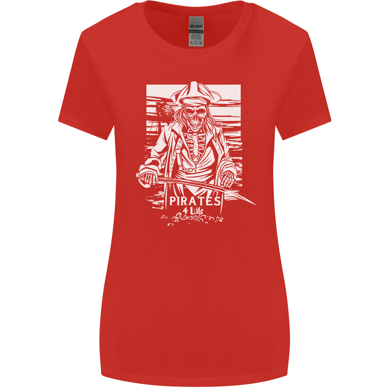 Pirates For Life Sailor Sailing Womens Wider Cut T-Shirt Red
