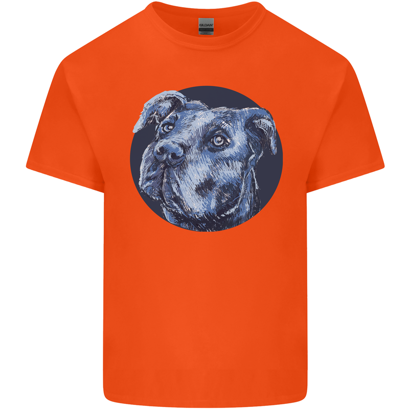 Pitbull Dog Portrait Kids T-Shirt Childrens Orange