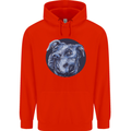 Pitbull Dog Portrait Mens 80% Cotton Hoodie Bright Red