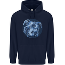 Pitbull Dog Portrait Mens 80% Cotton Hoodie Navy Blue